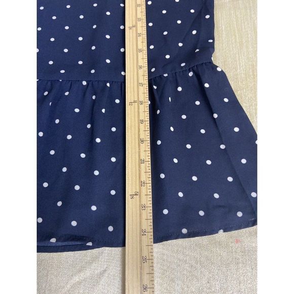 S. OLIVER BLACK LABEL Women's  Blue Polka Dot  Riffle Blouse Top Shirt Size 10 - Picture 4 of 8